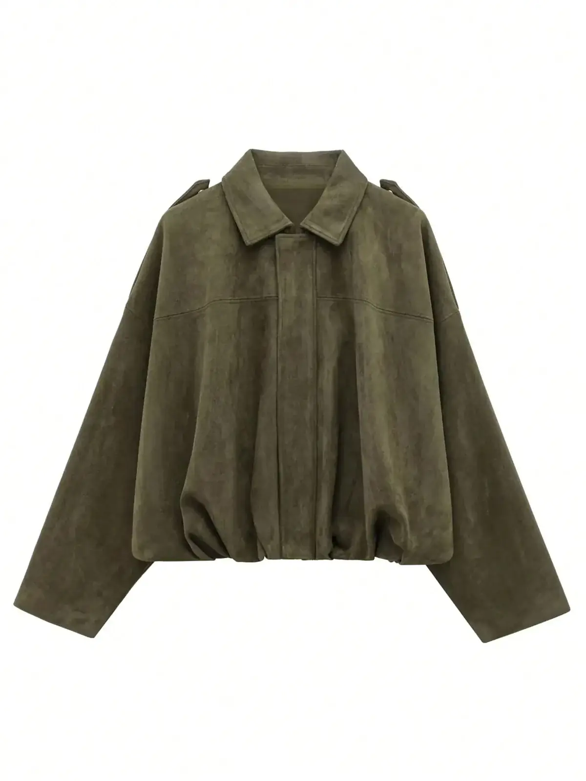 Jaqueta Oversized Suede Tânia na cor Verde Militar — foto 7 de 8