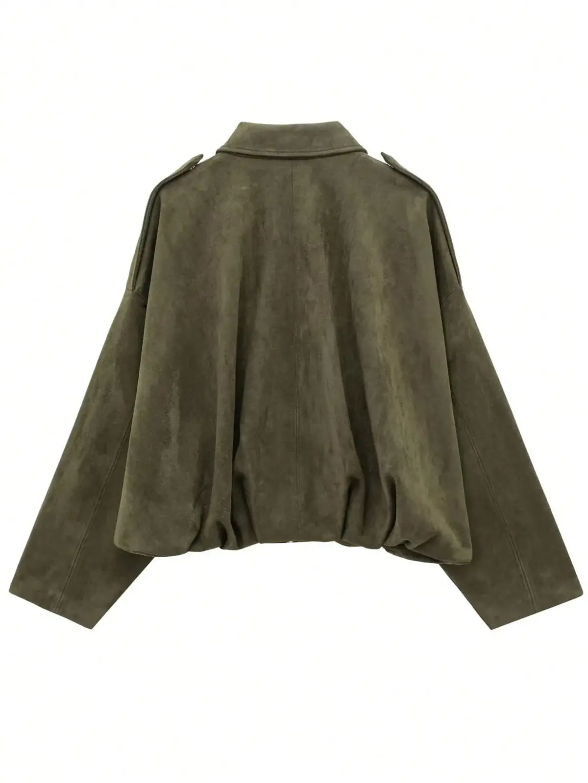 Jaqueta Oversized Suede Tânia na cor Verde Militar — foto 8 de 8