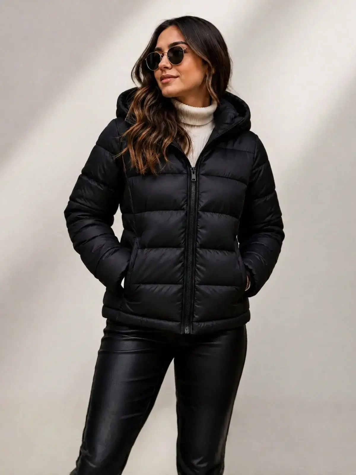 Jaqueta Puffer com Capuz Sara na cor Preto — foto 1 de 1