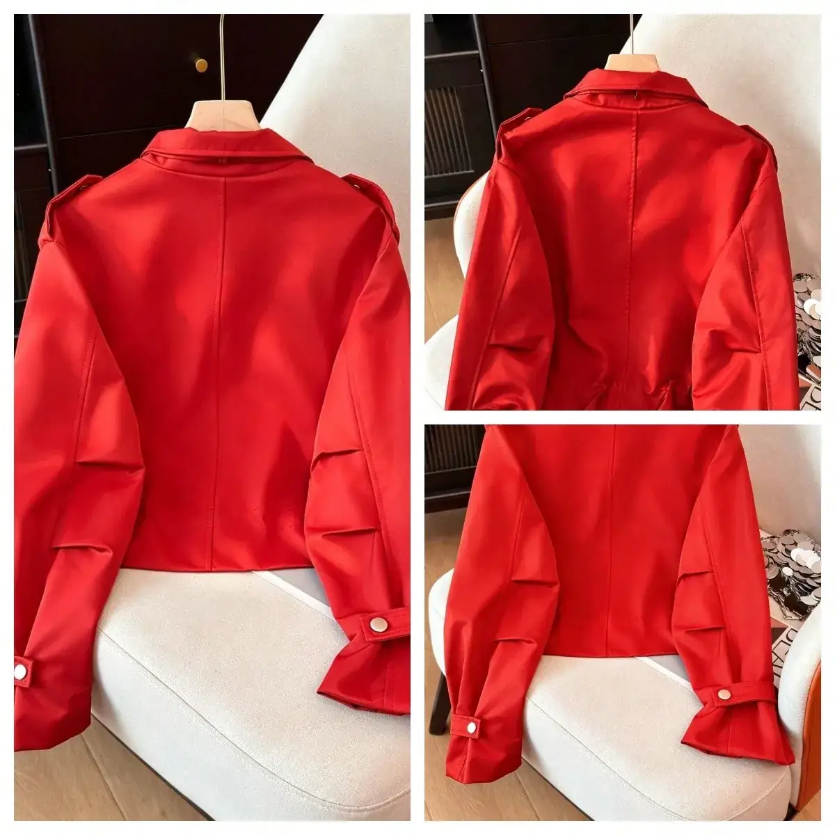 Jaqueta Utilitária Cropped Pietra na cor Vermelho — foto 11 de 11