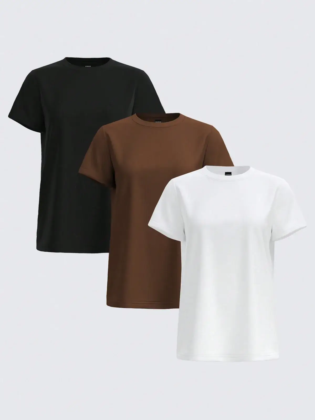 Kit 3 Camisetas Básicas Iris na cor Preto, marrom e branco — foto 1 de 3