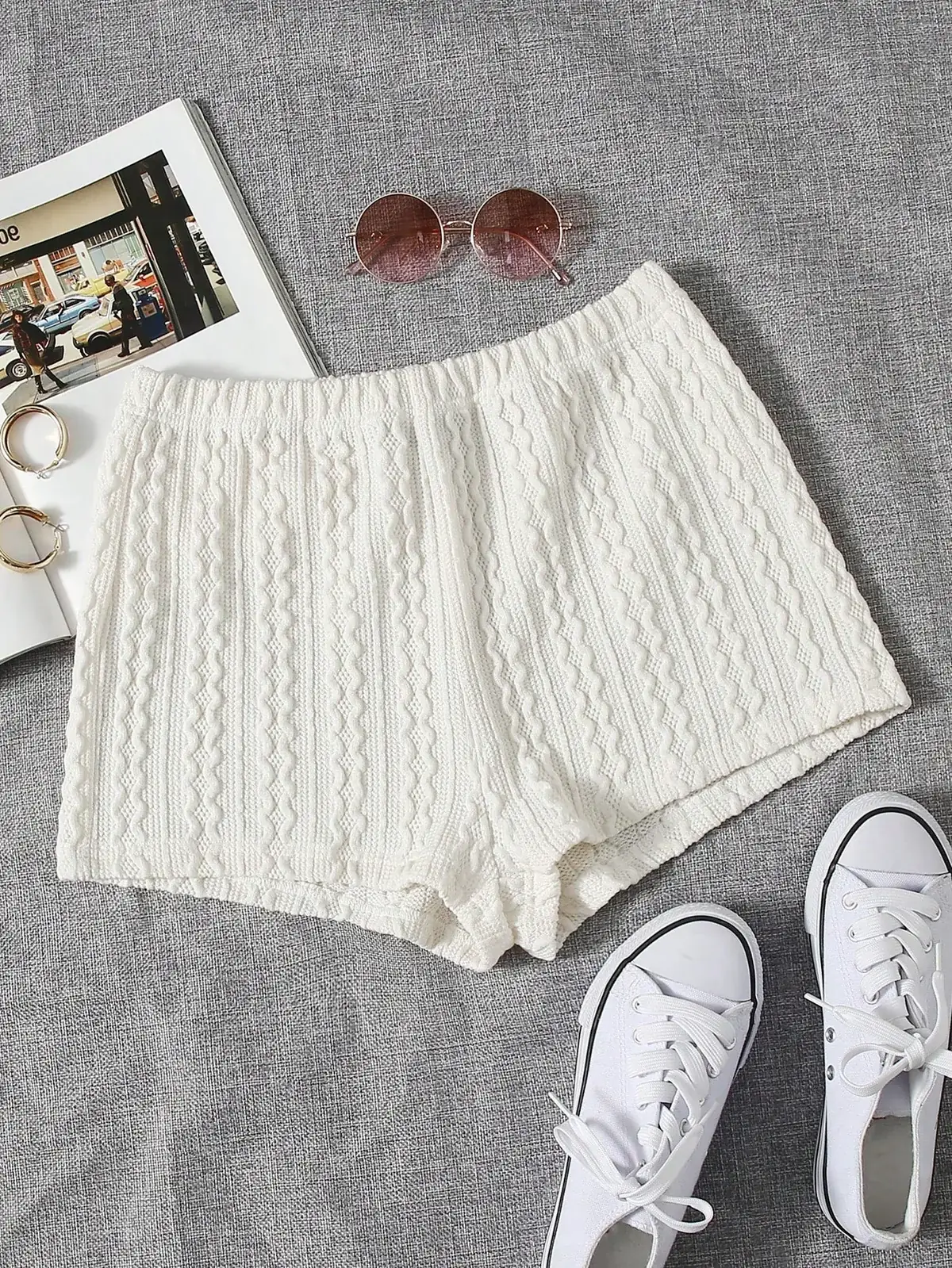 Short de Tricô Trançado Cintura Elástica Silvana na cor Off-white — foto 1 de 5